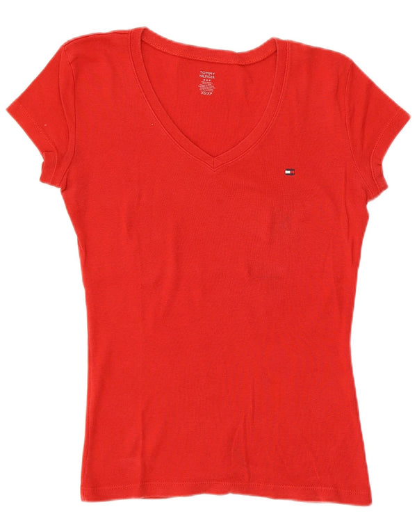 TOMMY HILFIGER T-shirt da donna Top UK 6 XS rosso cotone