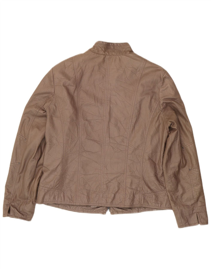 Giacca in pelle corta da donna Canda UK 16 grande marrone