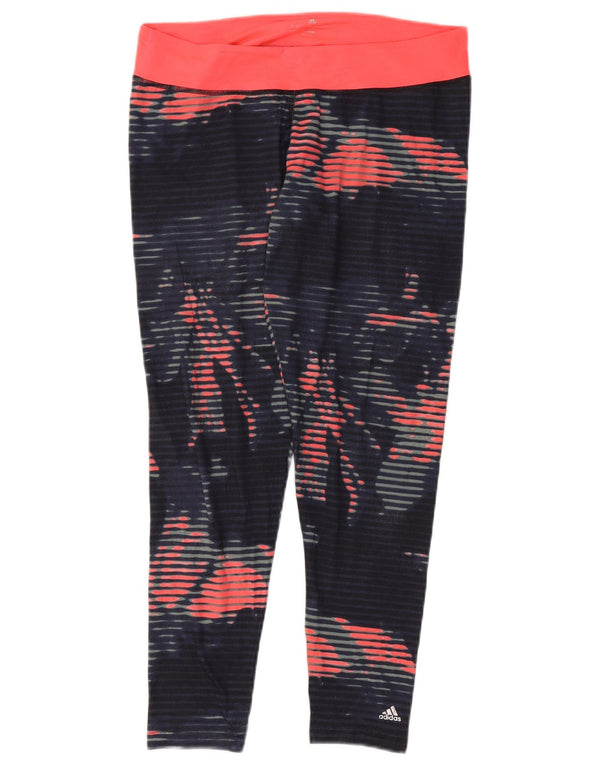 Leggings ADIDAS Climalite da donna UK 16/18 Grande blu navy floreale