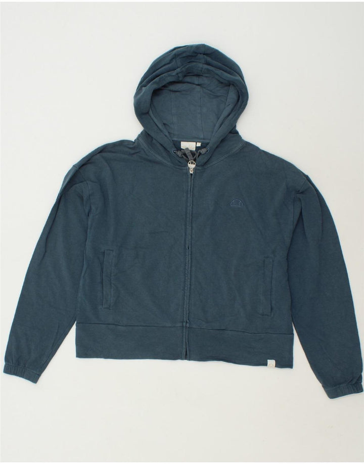 ELLESSE Womens Oversized Zip Hoodie Sweater UK 10 Small Blue Cotton Vintage Ellesse and Second-Hand Ellesse from Messina Hembry 