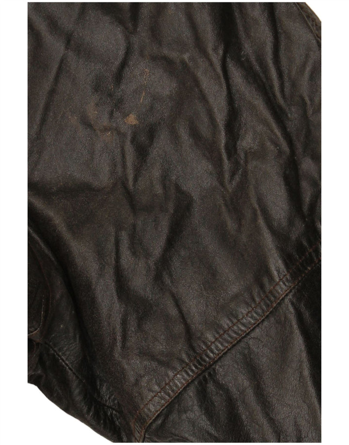 Cappotto in pelle doppio petto da donna VINTAGE EU 38 in pelle marrone medio