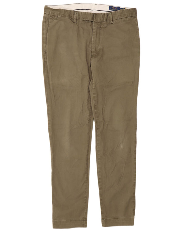 Pantaloni da abito slim da uomo Polo Ralph Lauren W34 L32 cotone kaki