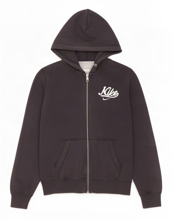 Felpa con cappuccio e zip grafica da donna Nike UK 14 cotone nero medio