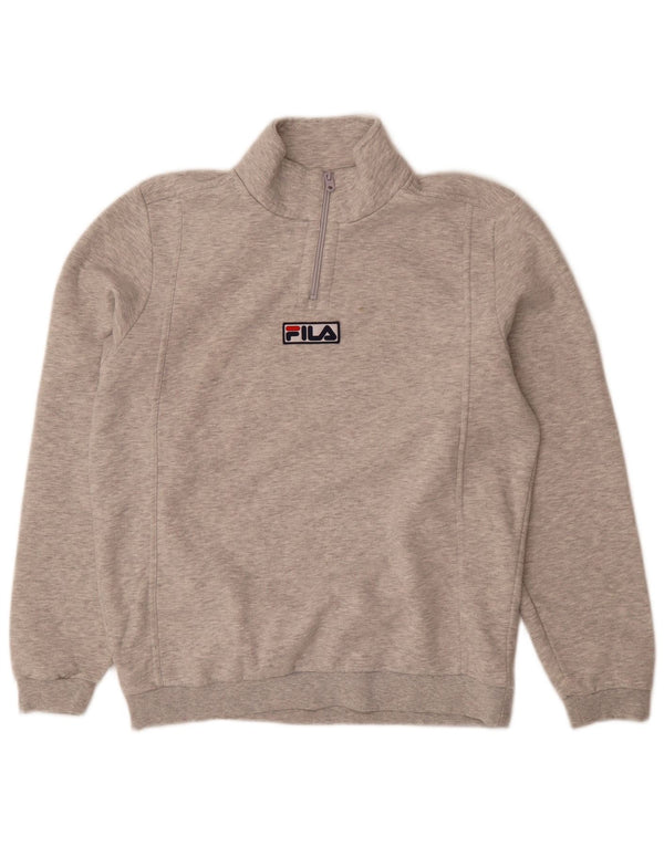 Felpa Fila da uomo con zip e collo, maglione, cotone chiazzato grigio medio