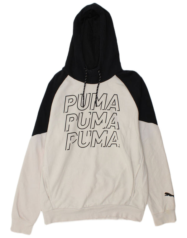 Felpa con cappuccio grafica da uomo Puma Small White Colourblock in cotone