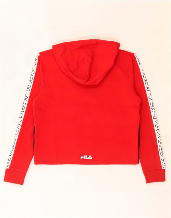 Felpa con cappuccio grafica corta da donna Fila UK 12 Cotone color block rosso medio