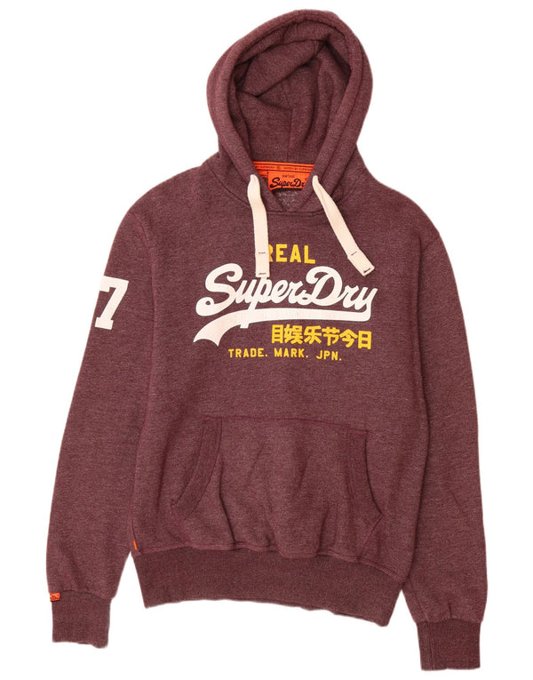 Felpa con cappuccio da uomo con vestibilità ampia e grafica Superdry, in cotone chiazzato bordeaux