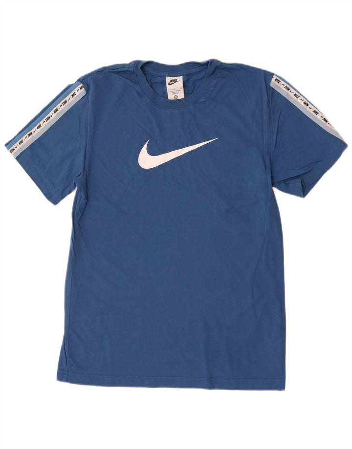 T-shirt grafica da uomo Nike Top Small blu in cotone color block