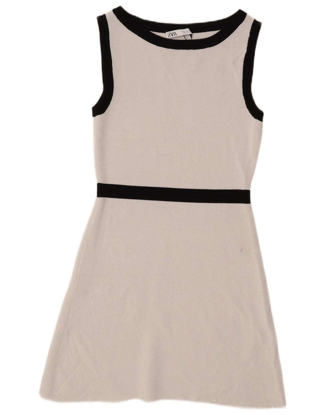Abito a trapezio senza maniche da donna Zara UK 14 Viscosa bianca media