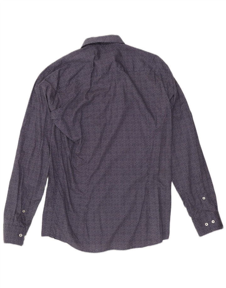 Camicia slim fit da uomo Calvin Klein taglia 41 grande cotone maculato blu navy