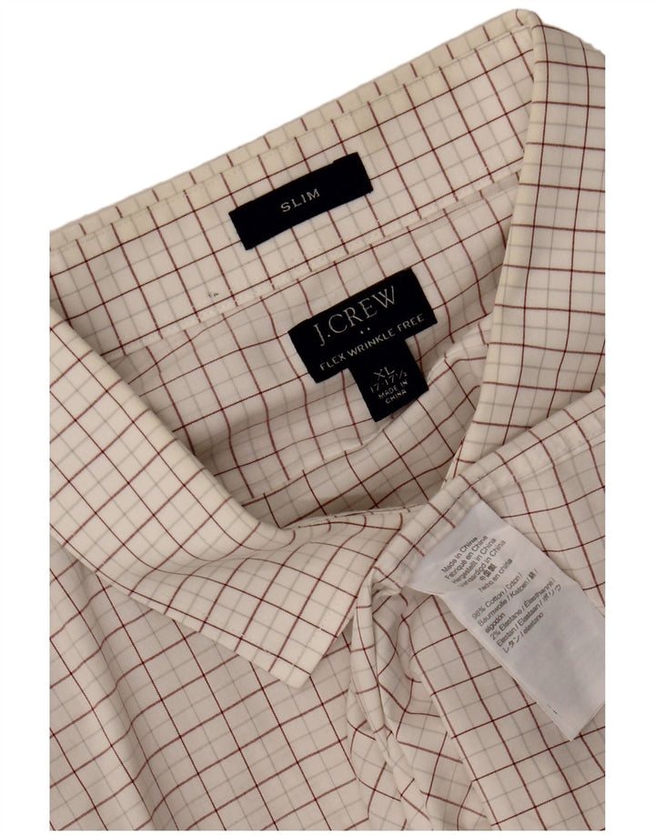 J. CREW Camicia slim da uomo taglia 17 1/2 XL cotone a quadri bianco