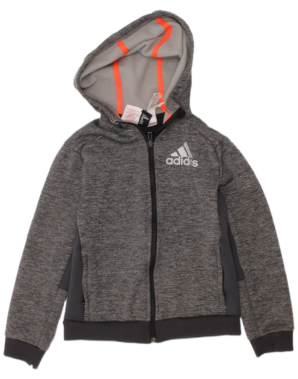 Felpa con cappuccio con zip grafica Adidas Climawarm da ragazzo 9-10 anni grigio chiazzato