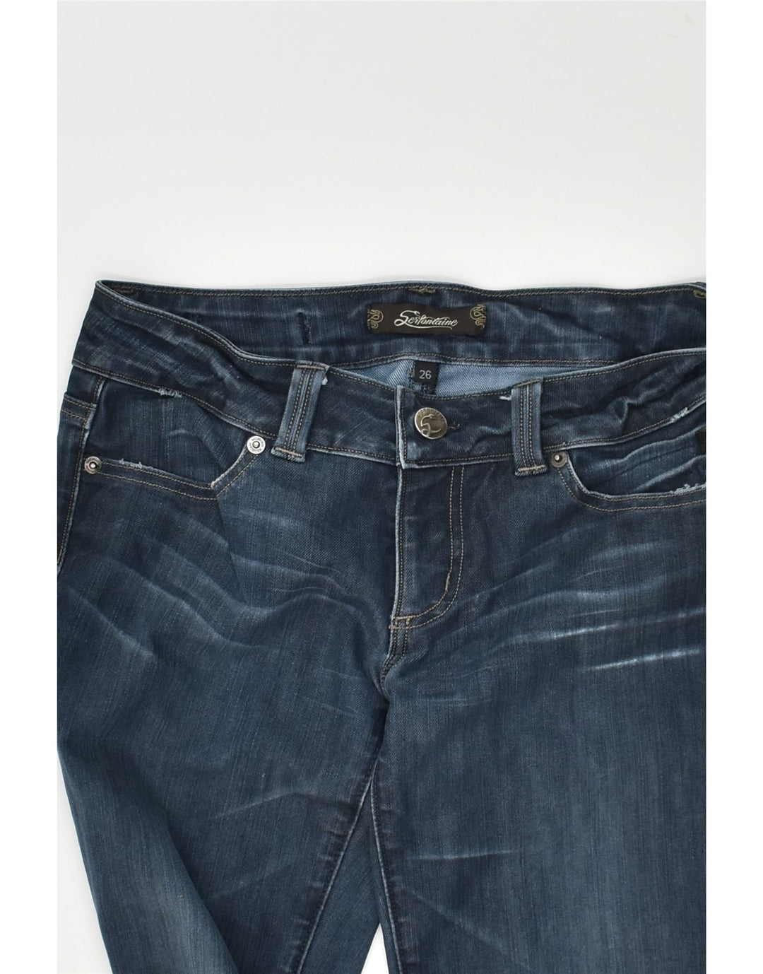 VINTAGE Womens Slim Jeans W26 L30  Navy Blue Cotton | Vintage Vintage | Thrift | Second-Hand Vintage | Used Clothing | Messina Hembry 