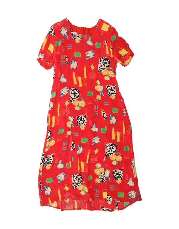 JOHN BENTLEY Womens Short Sleeves Maxi Dress UK 12 Medium  Red Floral