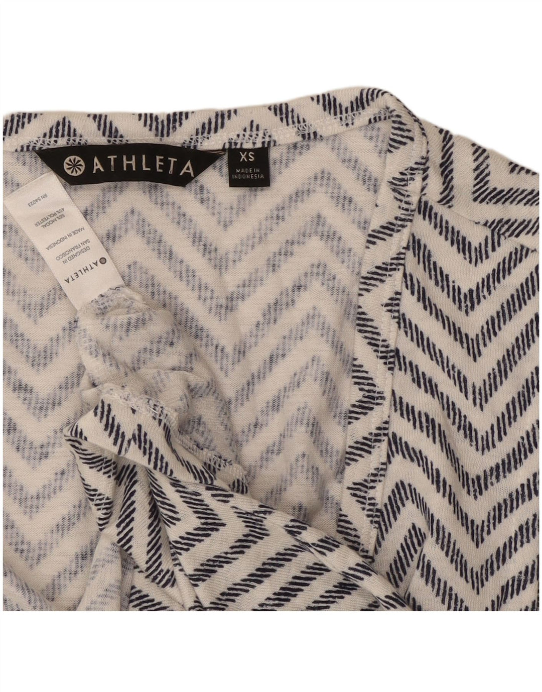 Camicetta senza maniche da donna Athleta UK 6 XS Bianco Chevron Modal