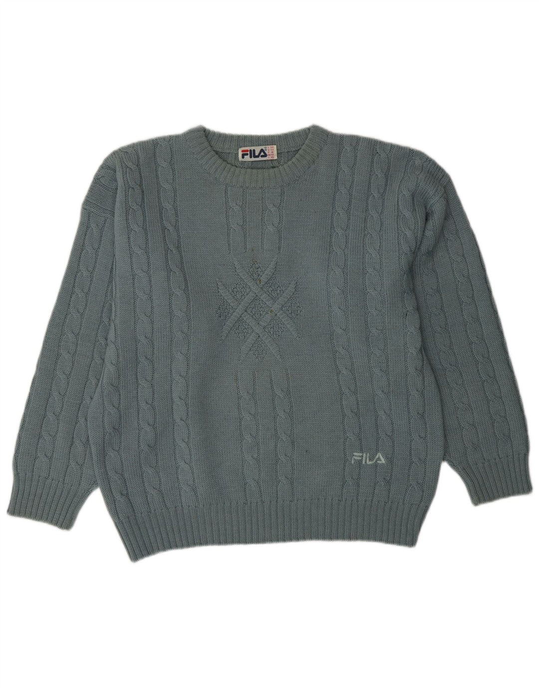 Maglione maglione girocollo da uomo vestibilità ampia FILA IT 50 lana blu medio