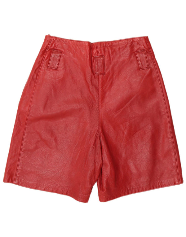 Pantaloncini casual in pelle a vita alta da donna vintage IT 38 XS W26 Pelle rossa