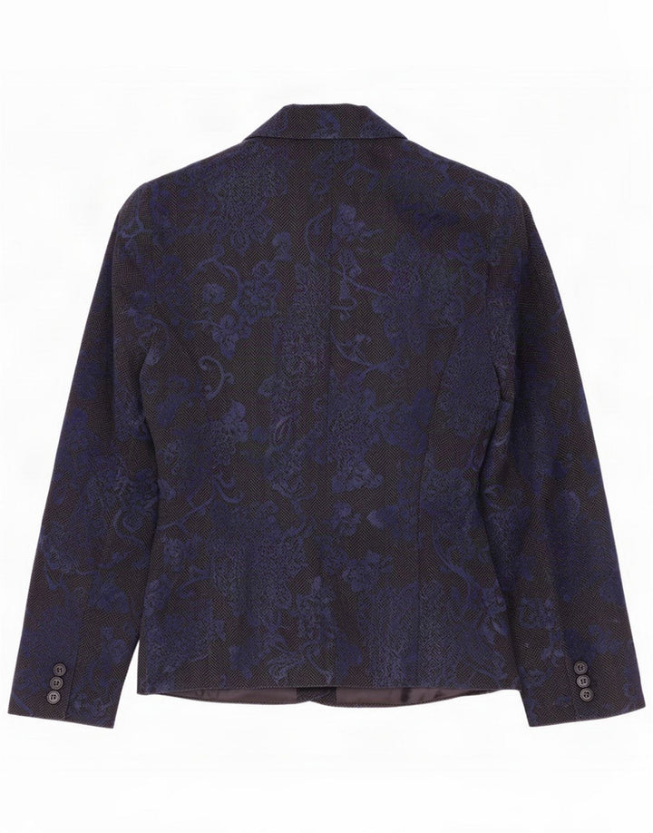 Ginalebole Giacca blazer da donna a 1 bottone IT 46 Large Blu navy floreale Lana