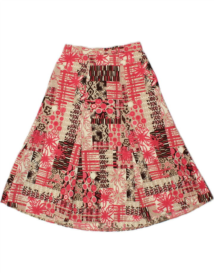 VINTAGE Womens A-Line Skirt UK 10 Small W26  Red Patchwork Polyester Vintage Vintage and Second-Hand Vintage from Messina Hembry 