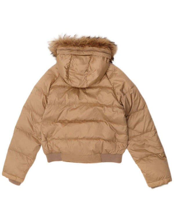 Giacca imbottita con cappuccio da donna Geox UK 10 Small Beige Poliammide