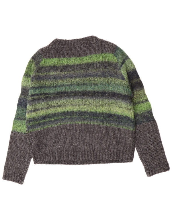 Maglione maglione girocollo da donna Replay UK 16 Acrilico a righe grandi grigie