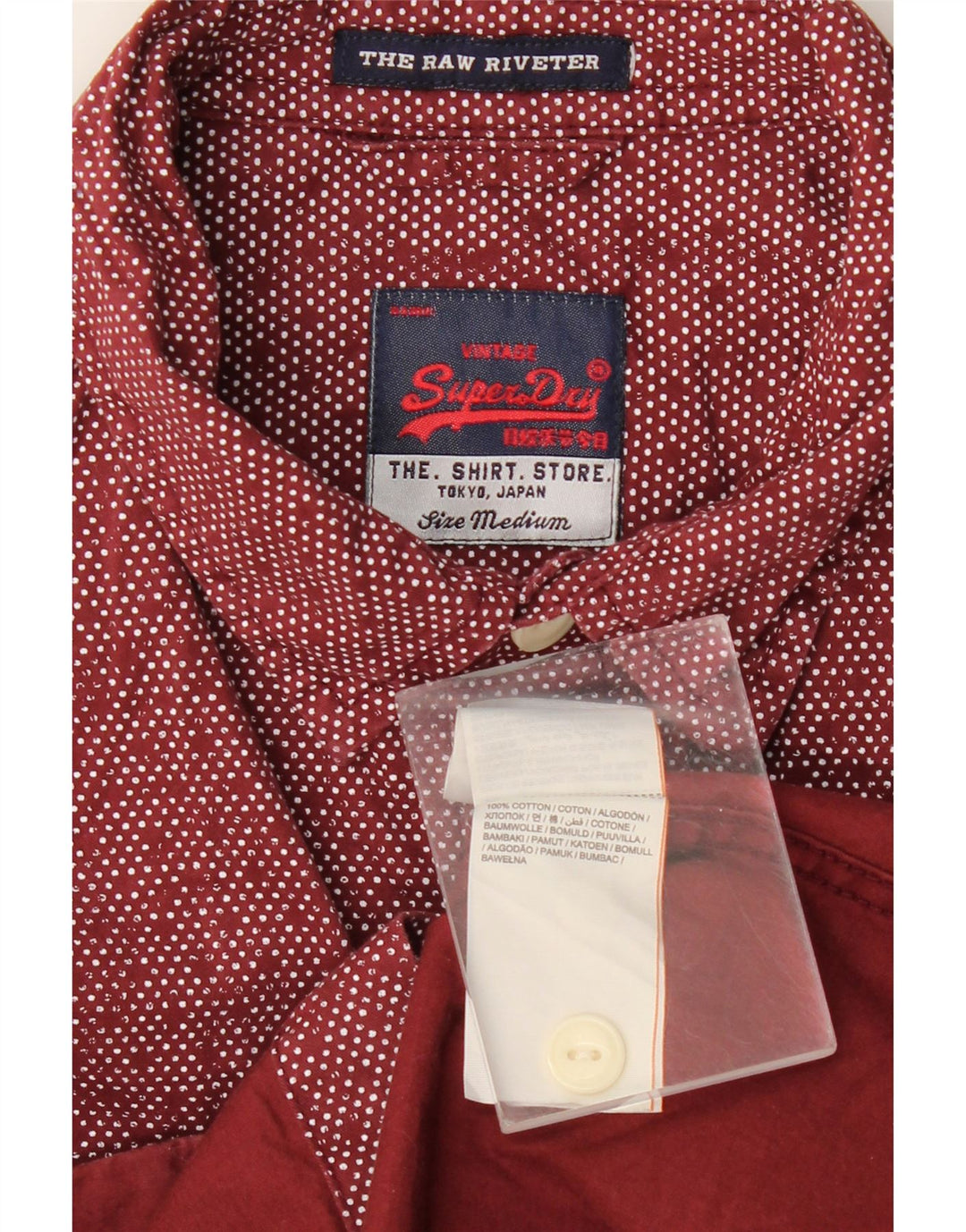 Camicia da uomo Superdry in cotone maculato bordeaux medio