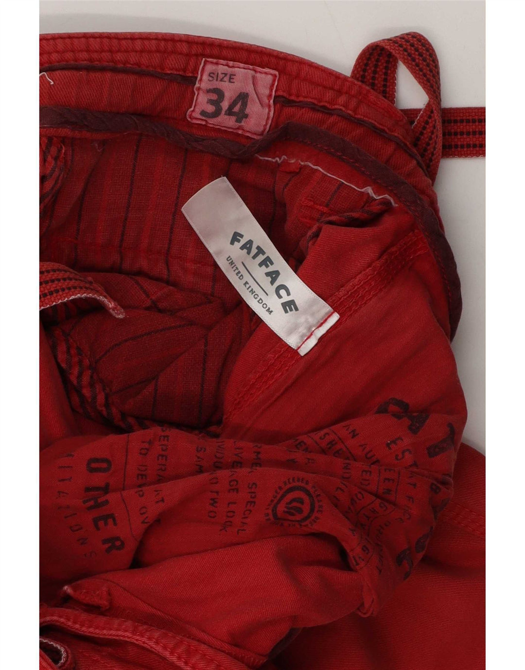 Pantaloncini chino da uomo Fat Face grandi W34 in cotone rosso
