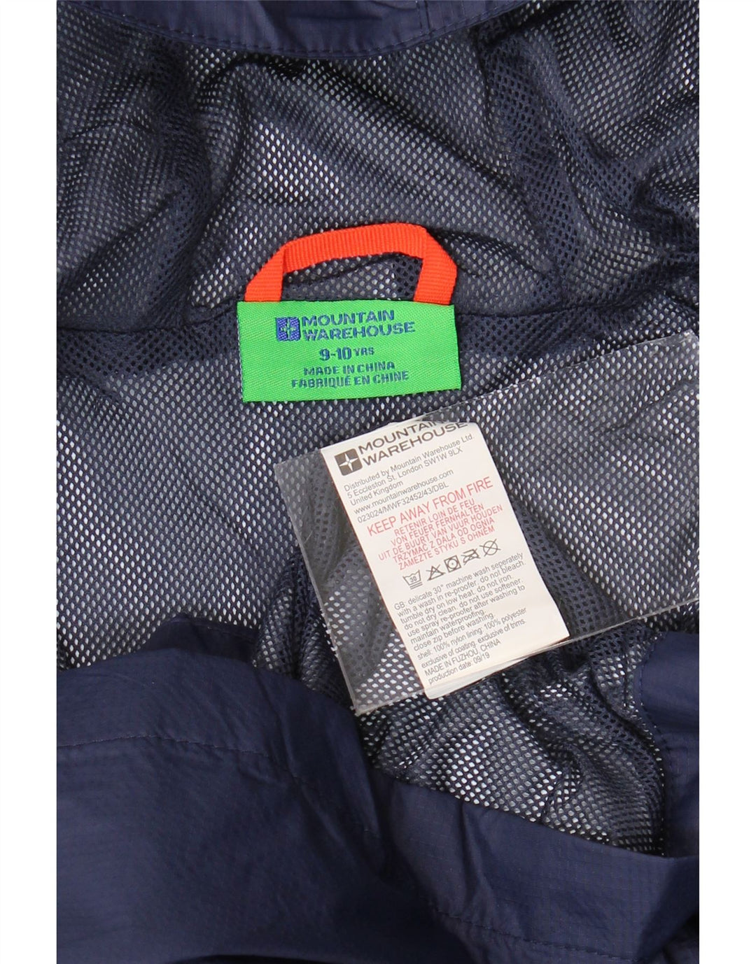 MOUNTAIN WAREHOUSE Giacca antipioggia con cappuccio per ragazzi 9-10 anni in nylon blu navy
