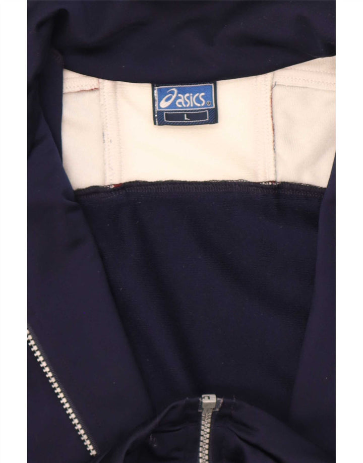 Giacca sportiva da uomo con grafica Asics, giacca grande, colore blu navy
