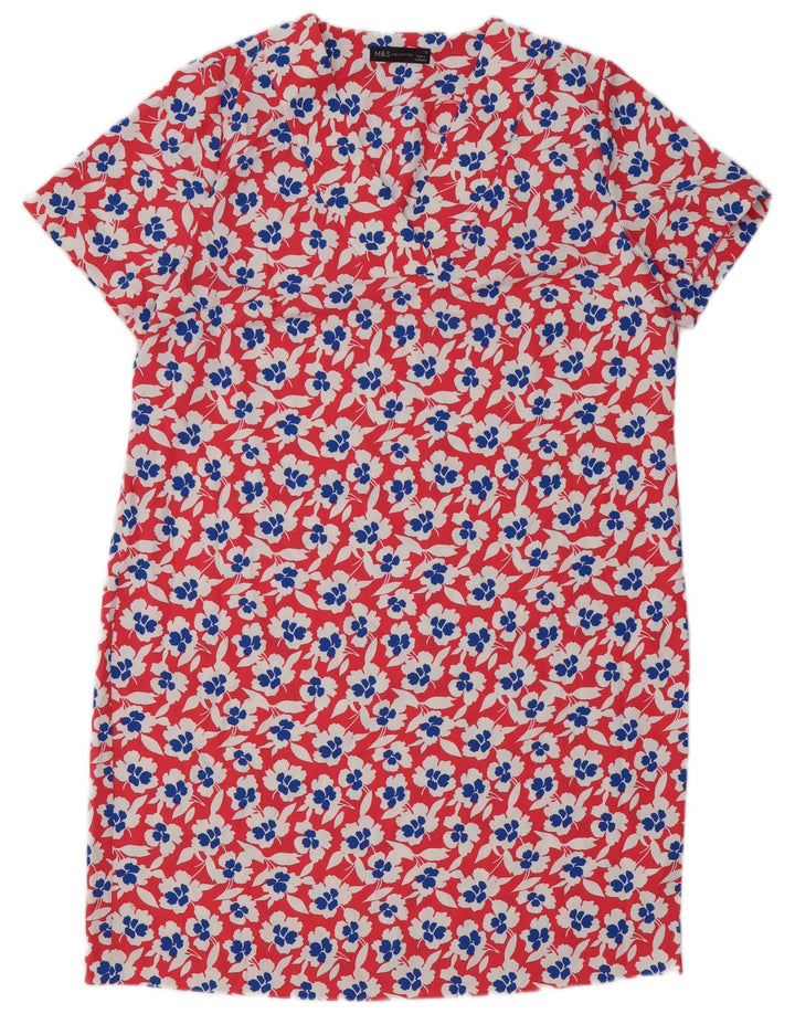 Abito a trapezio da donna Marks & Spencer UK 16 Grande poliestere floreale rosso