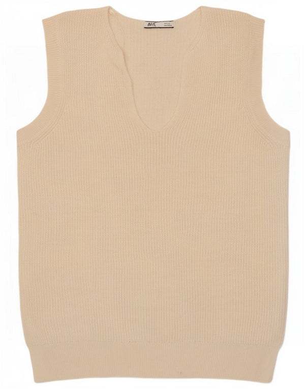 Canotta canotta da donna Zara UK 14 cotone bianco sporco medio