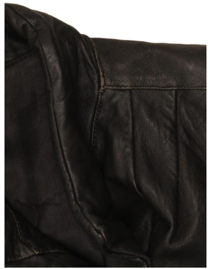 Cappotto in pelle da donna vintage IT 46 grande in pelle nera