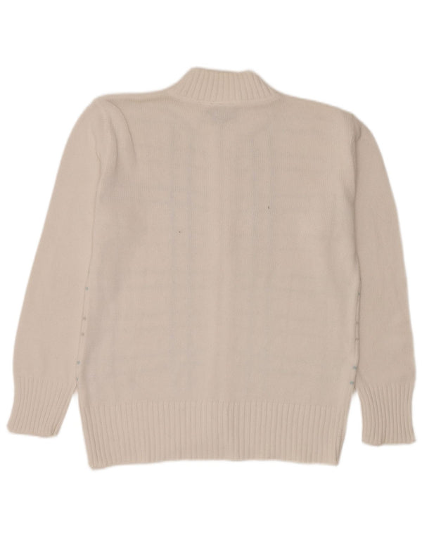 Maglione cardigan con zip intera da donna Conte of Florence UK 14 medio bianco a quadri