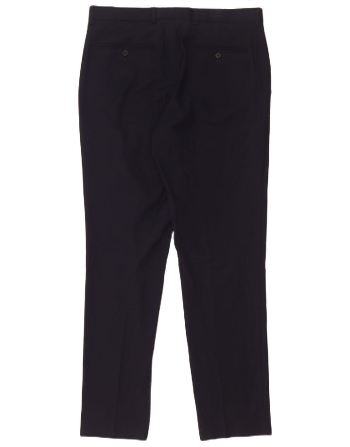 Pantaloni da abito slim fit da uomo Marks & Spencer W32 L31 poliestere blu navy