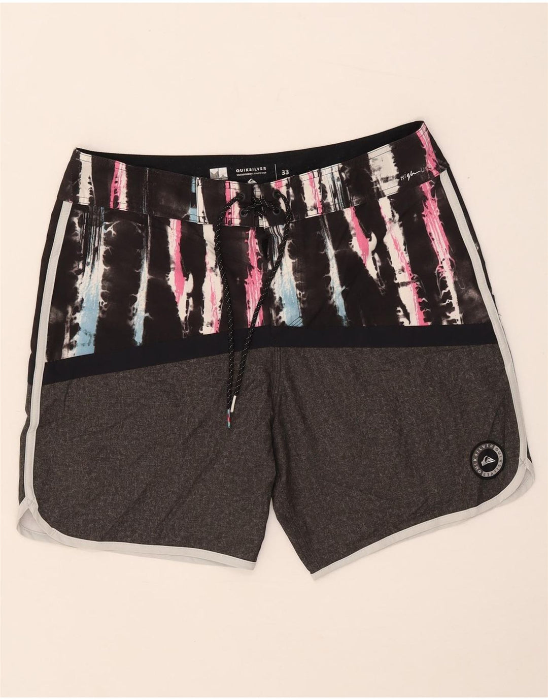 Pantaloncini da bagno da uomo Quiksilver in poliestere tie-dye grigio medio