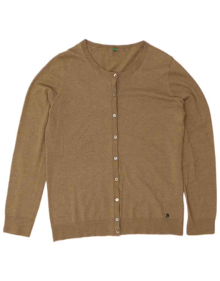 Maglione cardigan da donna Benetton UK 12 Poliammide marrone medio