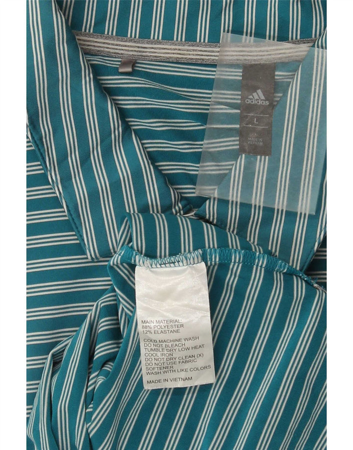 Polo Adidas da uomo grande in poliestere a righe blu