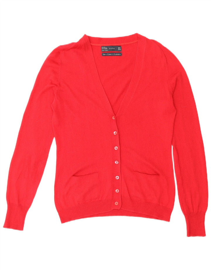 Maglione cardigan da donna Zara UK 10 piccolo rosso seta