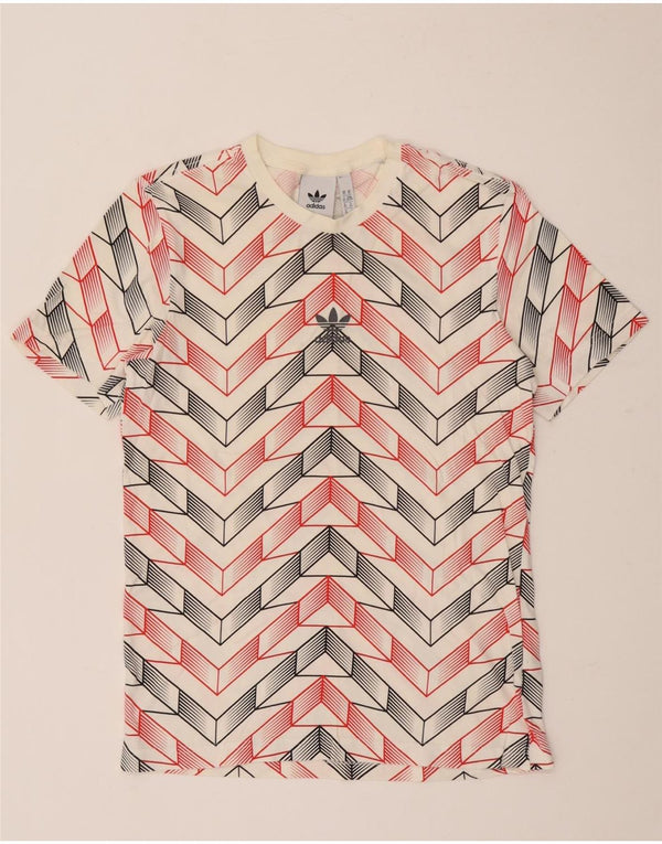 T-shirt grafica da uomo Adidas Top XS in cotone geometrico bianco