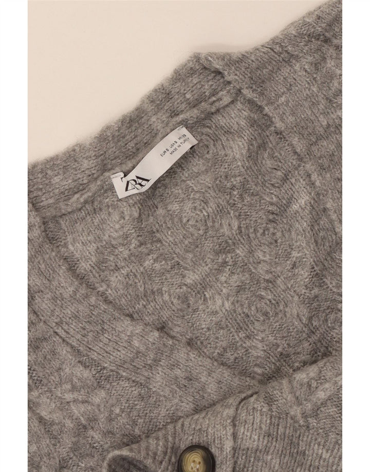 Maglione cardigan oversize corto da donna ZARA UK 10 piccolo grigio