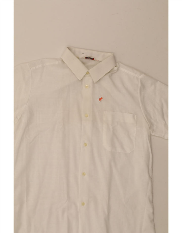 AGATEX Mens Short Sleeve Shirt UK 39 Medium White Check Cotton Vintage Agatex and Second-Hand Agatex from Messina Hembry 