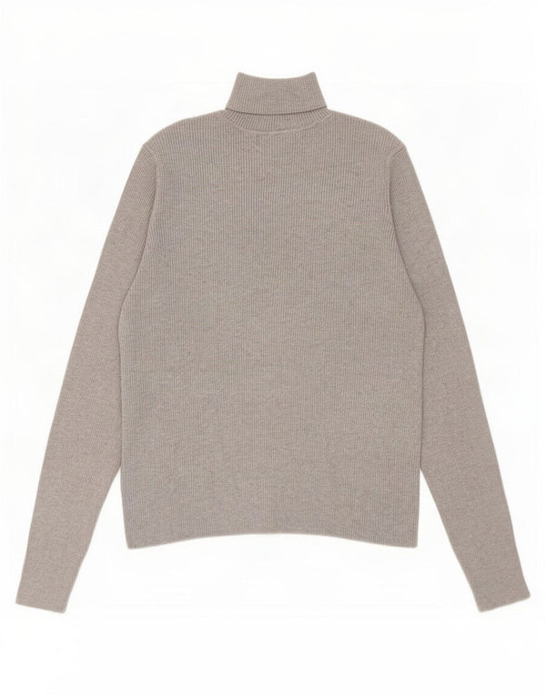 Maglione maglione a collo alto da donna Marks & Spencer UK 14 grande viscosa grigia