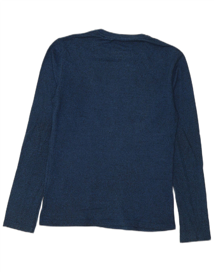 Top grafico da uomo Superdry a maniche lunghe in cotone chiazzato blu