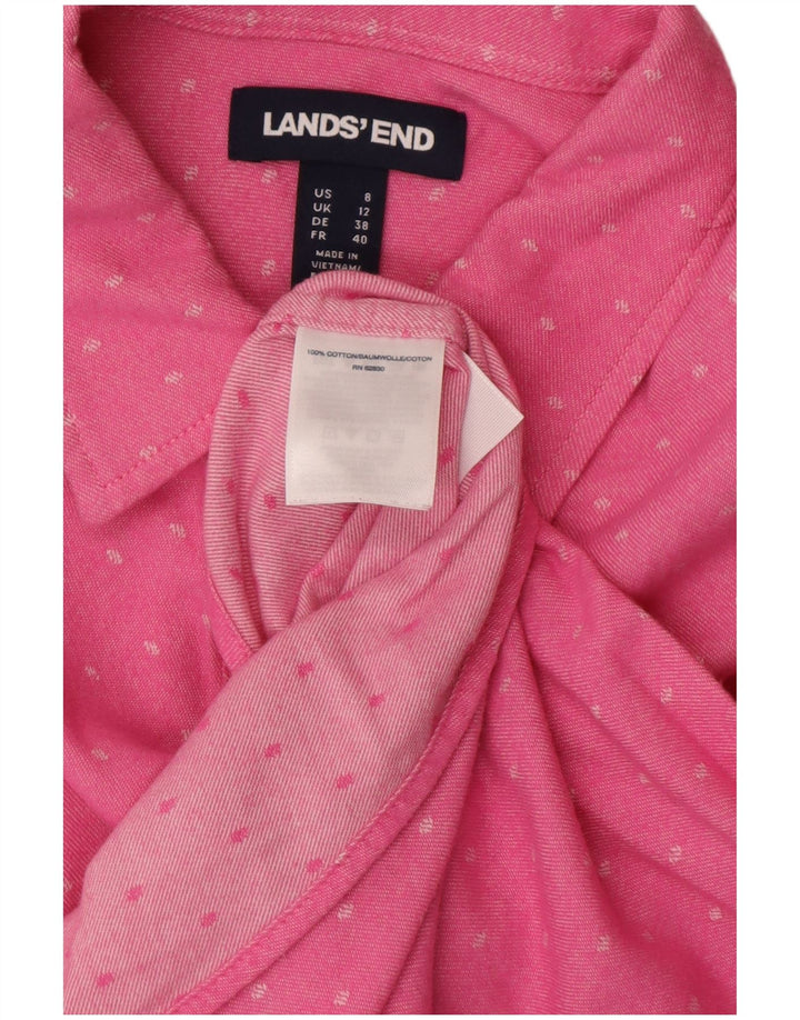 Camicia da donna LANDS END UK 12 Cotone maculato rosa medio