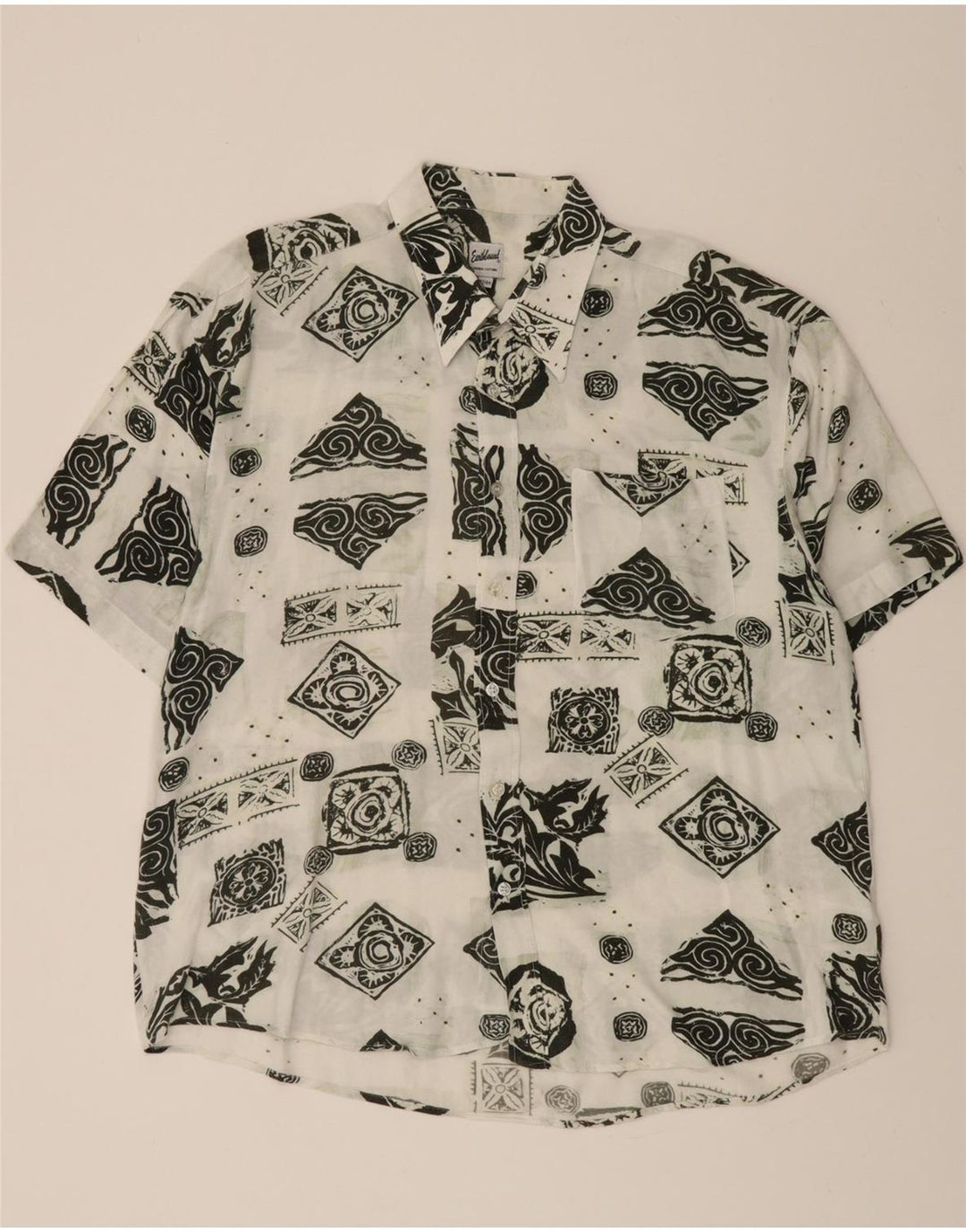 EARTHBOUND Mens Short Sleeve Shirt Size 43/44 Large White Paisley Vintage Earthbound and Second-Hand Earthbound from Messina Hembry 