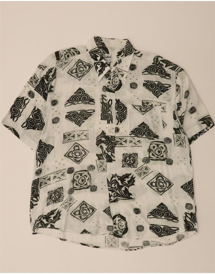 EARTHBOUND Mens Short Sleeve Shirt Size 43/44 Large White Paisley Vintage Earthbound and Second-Hand Earthbound from Messina Hembry 