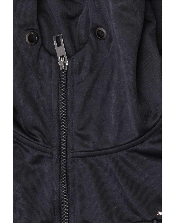 Jack & Jones - Maglione con cappuccio e zip da uomo, grande, in poliestere blu navy