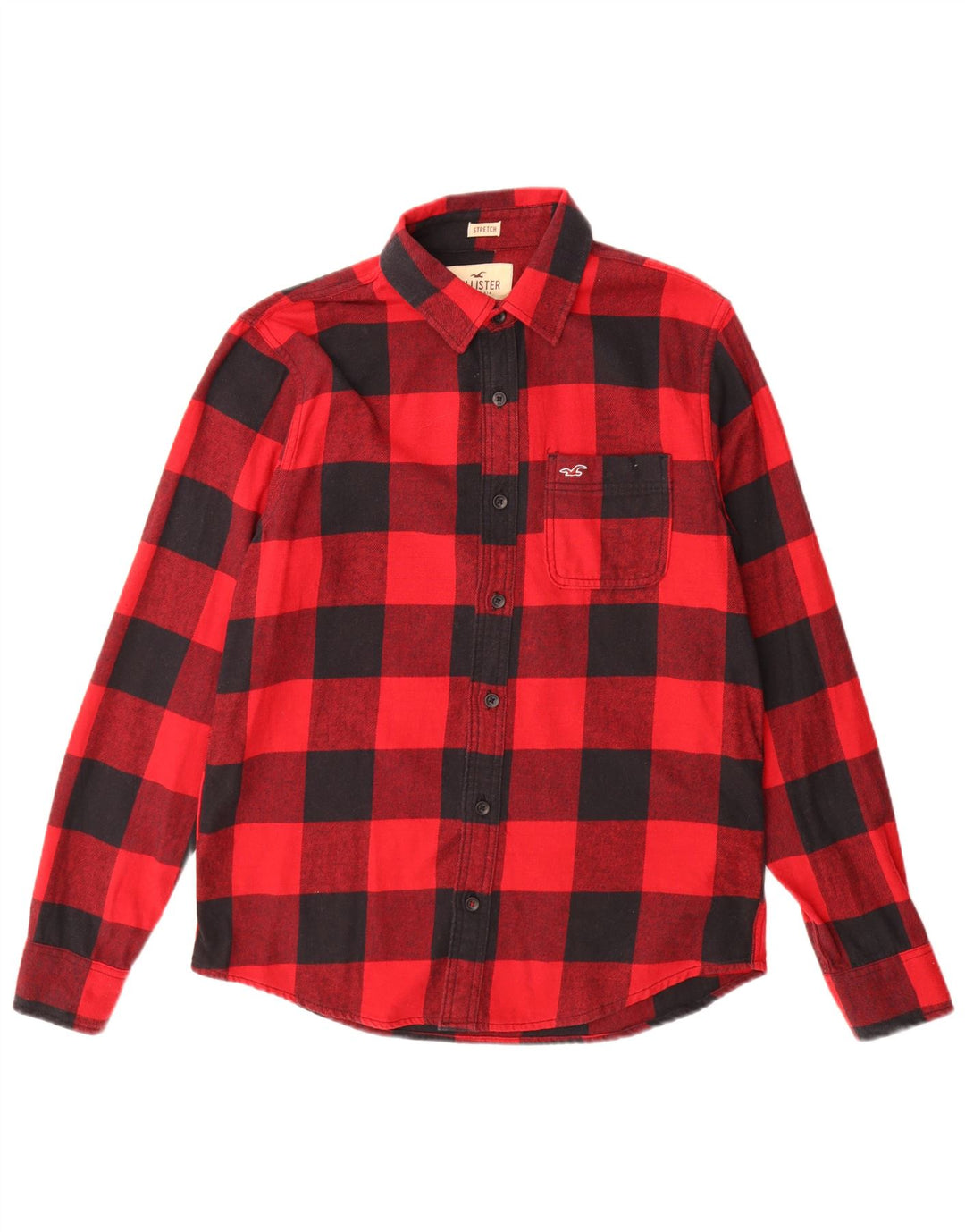 Camicia Hollister da uomo in flanella di cotone a quadretti rosso medio