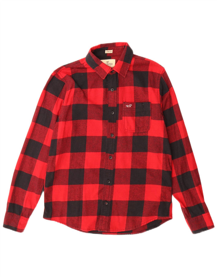 Camicia Hollister da uomo in flanella di cotone a quadretti rosso medio