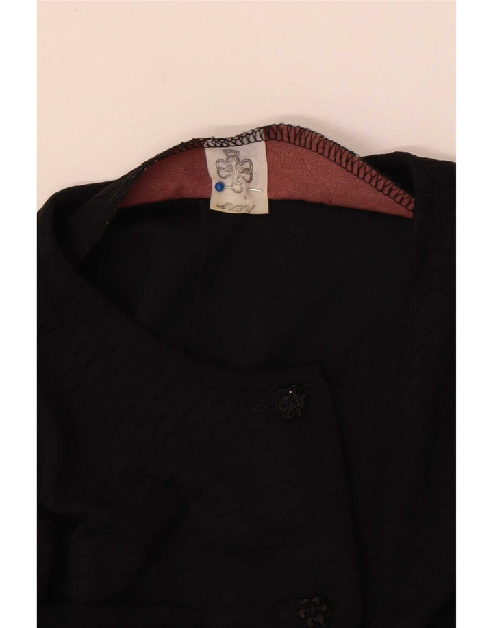 Camicetta camicia vintage da donna UK 12 media nera